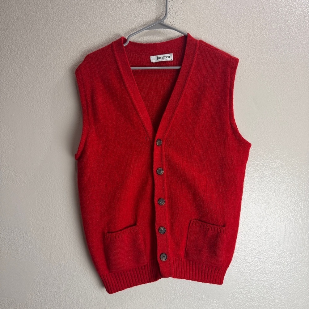 Jantzen Vintage Button Up Sleeveless Sweater - Picture 1 of 6